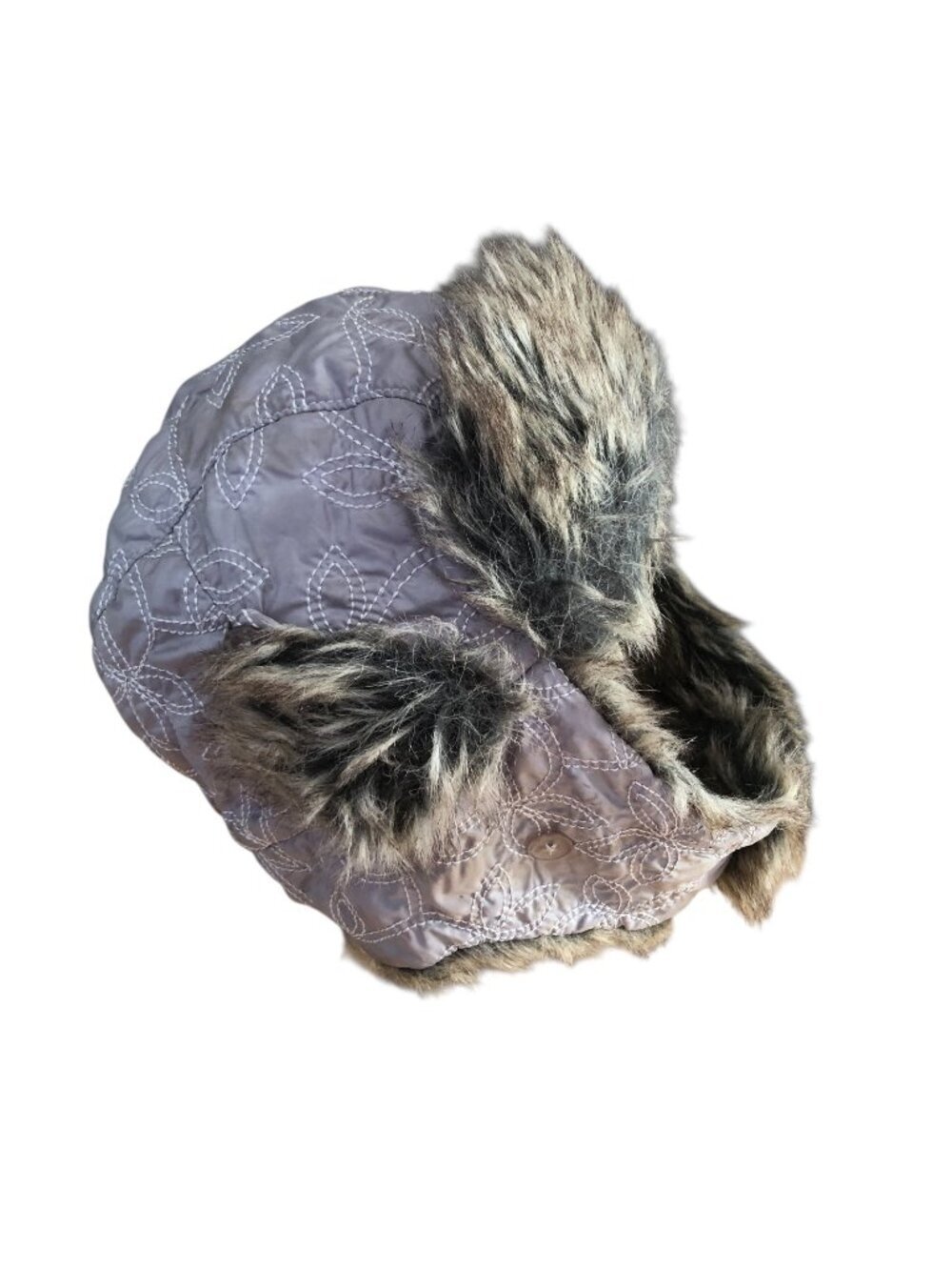 Pistil Aviator Pilot Quilted Hat Women's One Size Beige Brown Faux Fur Snaps